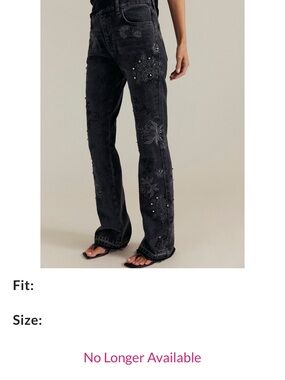 Free People -We The Free Black Embroidered Flare Jeans
